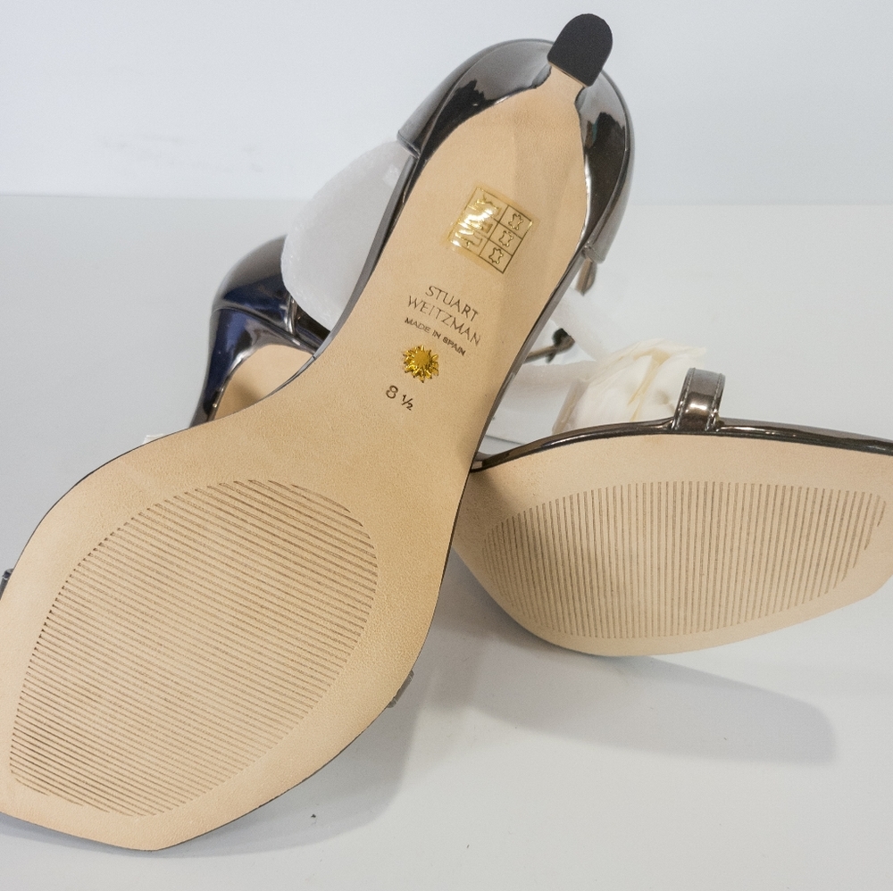 Stuart Weitzman Amelina Ankle Strap Sandal Gunmetal -8.5 - Picture 3 of 3